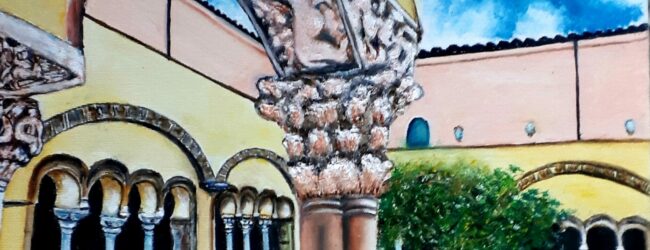 L’artista Donato Lombardo dona olio su tela raffigurante il Chiostro di Santa Sofia al Museo del Sannio